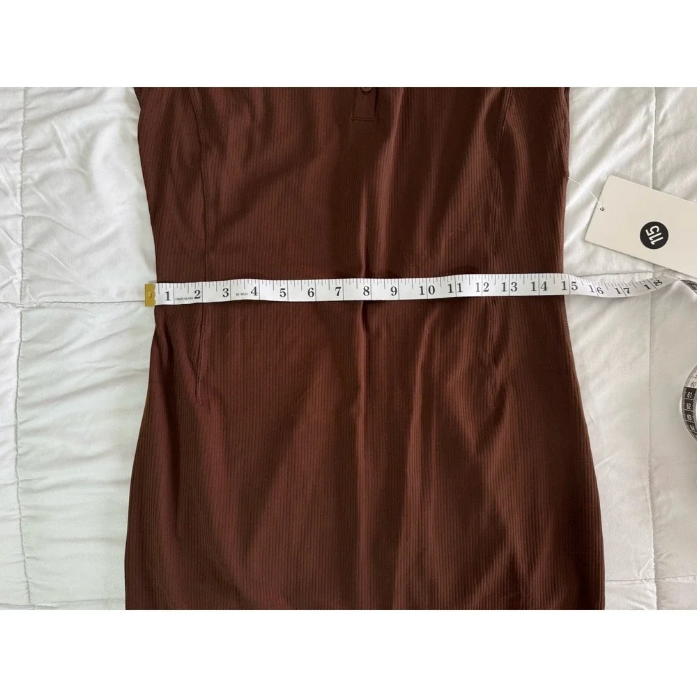 New Lululemon All Aligned Ribbed LS Henley Dress Size 8 LAVA CAKE BROWN NWT $128 - Picture 7 of 10
